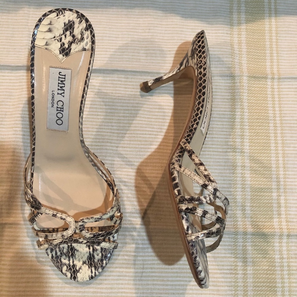 Jimmy Choo Snake Print Sandals Size 37 - Picture 2 of 4